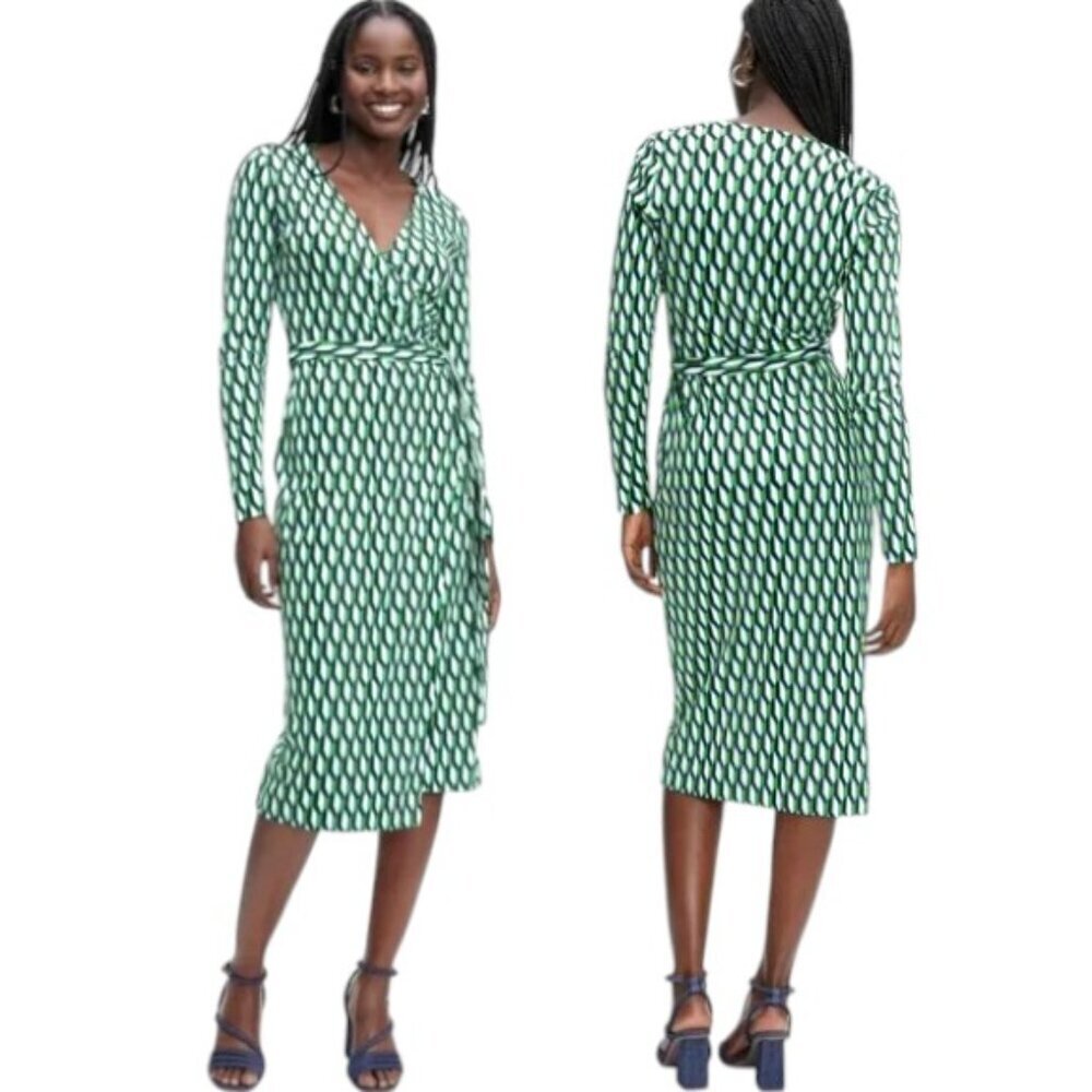 Diane von Furstenburg x Target Collab True Wrap Dress - Navy/Green/White - S